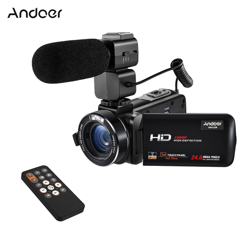 Andoer HDV-Z20 1080P Full HD 24MP WiFi Digital Video Camera Camcorder with External Microphone 3.0