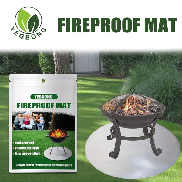 Free freight YEGBONG OEM ODM BBQ Accessories Stove floor mat gray glass fiber flame retardant fire blanket field barbecue fireproof cloth