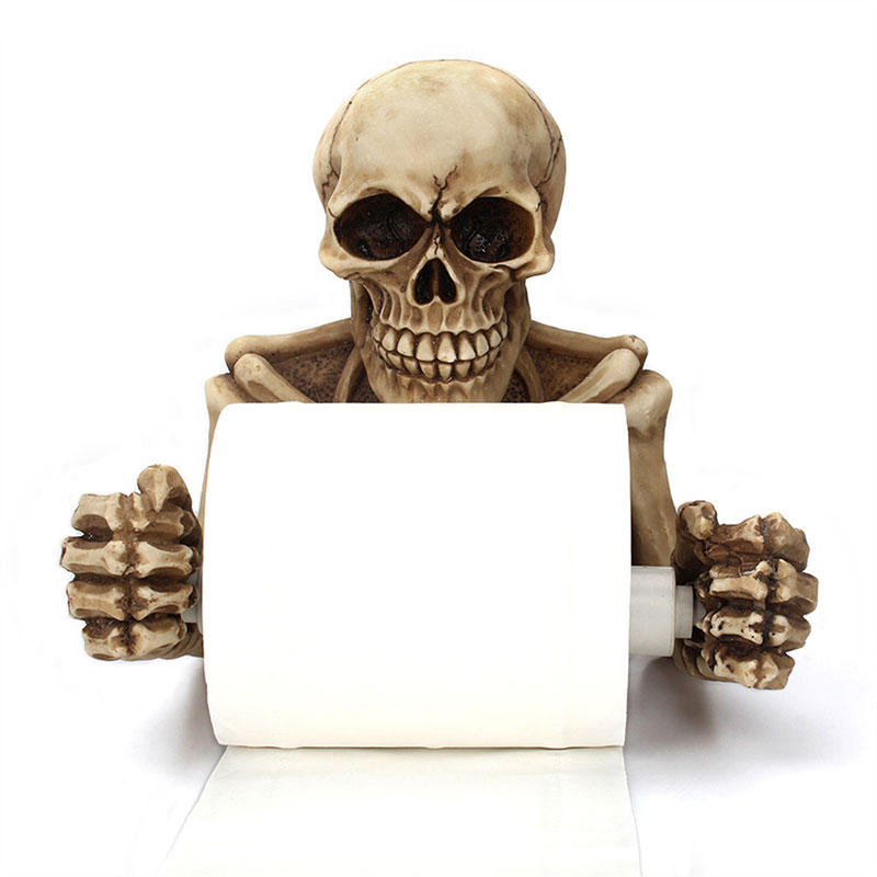 Honana Toilet Paper Holder Creative Skull Tissue Box Holder Wall Mount Sanitary Roll Paper Storage Bathroom Organizer To