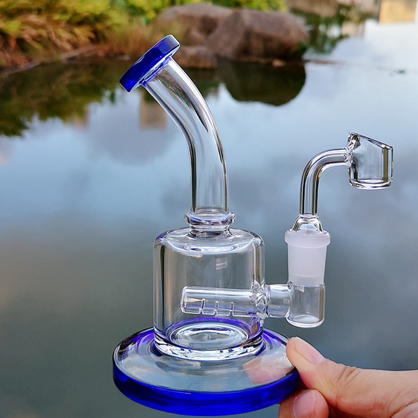 6 Inch Mini Dab Rig Colorful Thick Glass Bongs Hookahs Inline Perc Water Pipes 14mm Joint Oil Rigs Small Bong With 4mm Quartz Banger