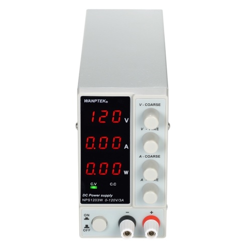 WANPTEK NPS1203W 0-120V 0-3A Fuente de alimentación de CC de conmutación 3 dígitos Pantalla LED Alta precisión Mini fuente de alimentación ajustable CA 115V / 230V 50 / 60Hz Voltaje y corriente Salida dual regulada