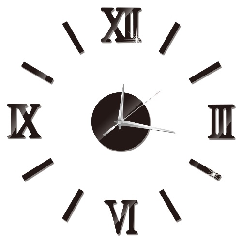 Relojes romanos espejo pegatinas de pared reloj reloj de pared DIY negro