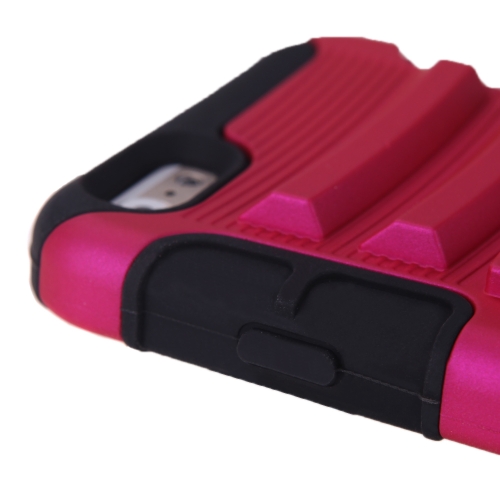 For iPhone 6 4.7'' Dual Layer Silicone & PC Back Case Protective Shell Cover with Stand Red