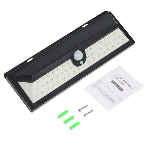 54LED Human Infrared Motion Sensor Solar Power Wall Lamp