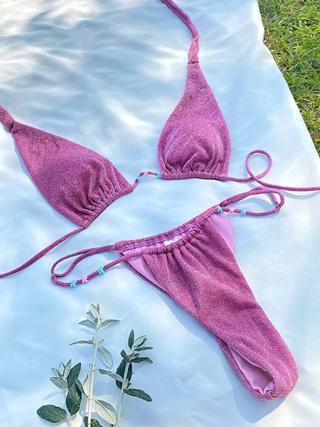 One Shoulder Swimsuit Textile 2022 Biquini Sexy Women Bathing Suit Push Up Set Solid Swimwear Beach Bikinis