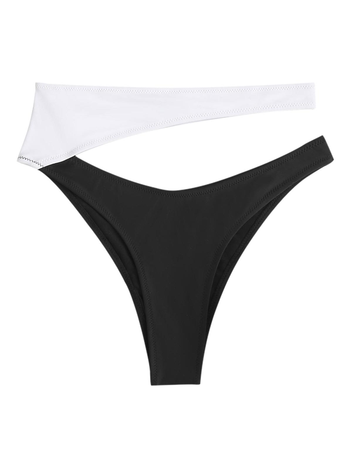 ZAFUL Bottom de Bikini de Dos Colores de Corte Alto L Negro
