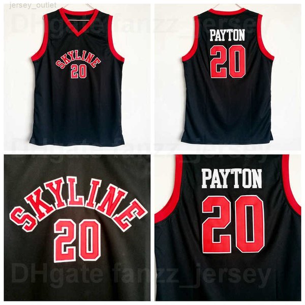 NCAA Basketball Skyline Gary Payton High School Jerseys 20 Men University Black Team Color Breathable Shirt Pure Cotton Moive For Sport Fans High/Top Quality On Sale