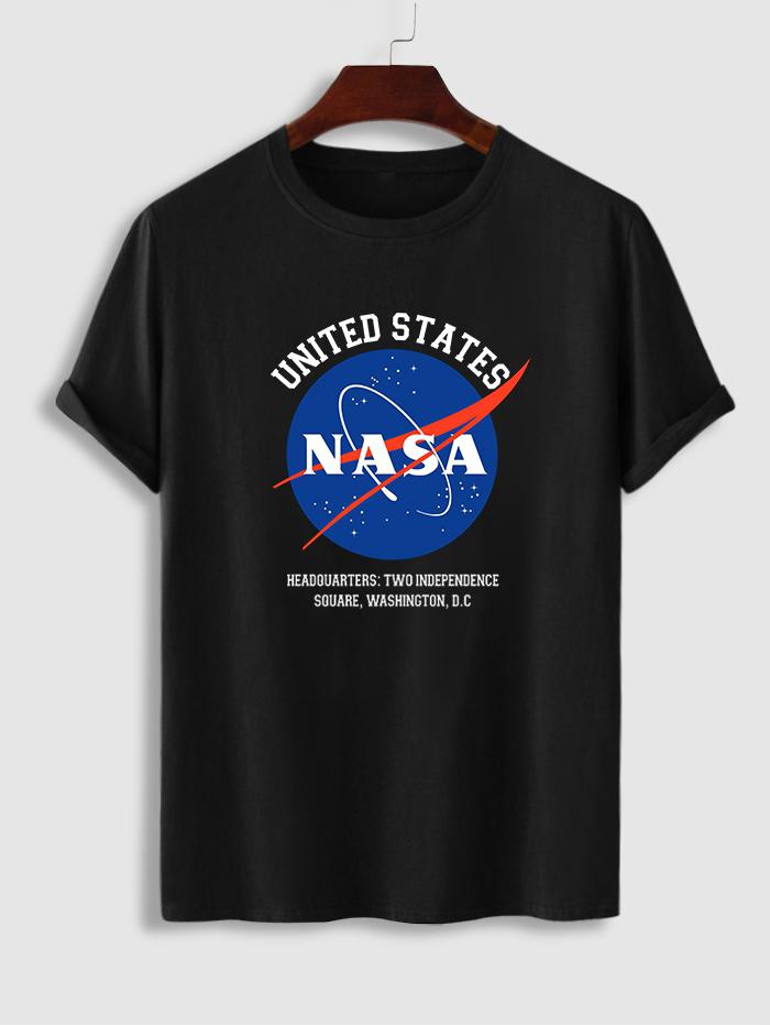 ZAFUL Men's Letter Planet Printed Short Sleeves T-shirt M Black