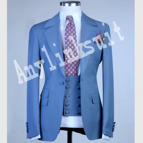 Custom Made Fits Groom Tuxedos Men Wedding Party Prom Dinner Clothing Business Suits Blazer (Jacket+Pants+Vest+Bow Tie) W1473