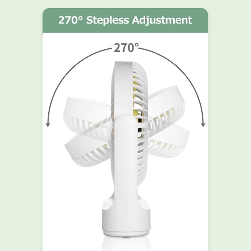 Ventilateur de bureau rechargeable multifonctionnel à faible bruit 4 vitesses réglable vent lame de ventilateur détachable intégrée batterie 4000mAh gris