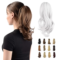 13 Inch Ponytail Extension Long Curly Ponytail Clip in Claw Hair Extension Natural Looking Synthetic Hairpiece for Women Silver Grey Lightinthebox