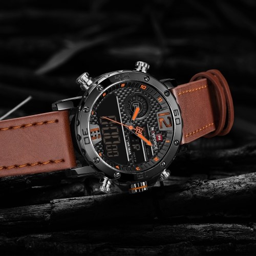 Les hommes regardent la montre-bracelet décontractée de sports d'affaires d'alarme de quartz numérique