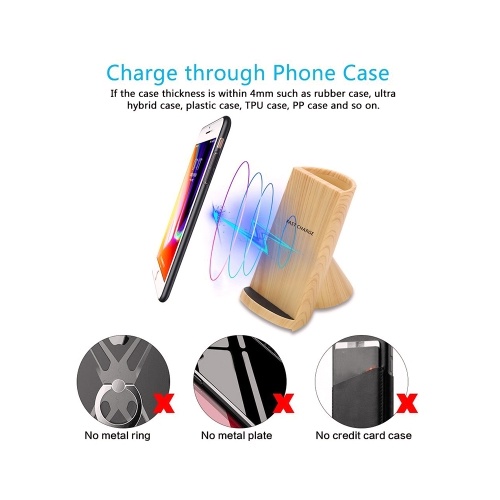 Fast Wireless Charger Charging Pad Stand Wood for Phones