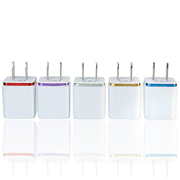 High Quality 5V 2.1/1A Double US AC Travel USB Wall Charger for Samsung Galaxy HTC Cell Phones Adapter