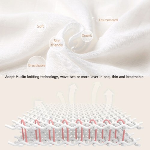Baby Toddler Blanket 100% Oranic Bamboo Muslin 2 Layer Blanket 53 * 40 inches For Bed Stroller Crib Car Nursing Cover White