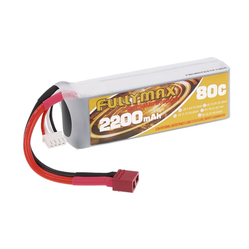 FULLYMAX 3S 11.1V 2200mAh 80C Batería del LiPo del enchufe de T de la alta velocidad para QAV250, 280, 350 FPV que compite con el barco del coche de Quadcopter RC