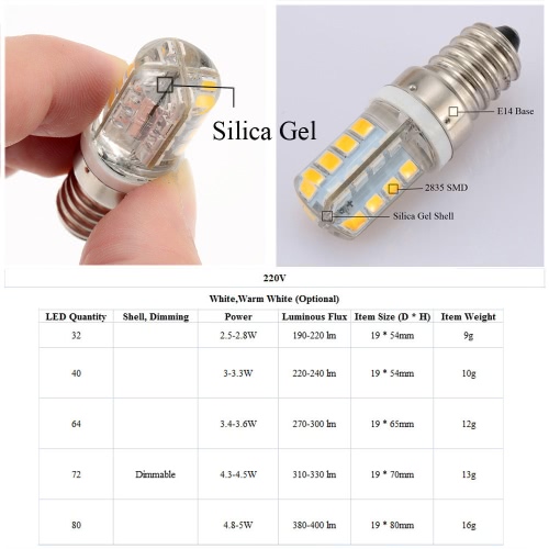 220V E14 Screw Base 2835 SMD LED Silica Gel Mini Corn Light Bulb for Pendant Chandelier Desk Table Decoration Lamp