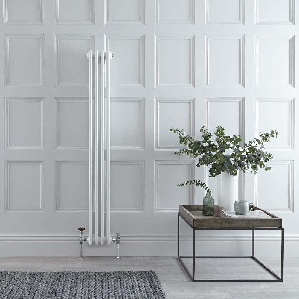 Radiador de Diseño Vertical Triple Tradicional - Blanco - 1500mm x 200mm x 100mm - 694 Vatios - Regent