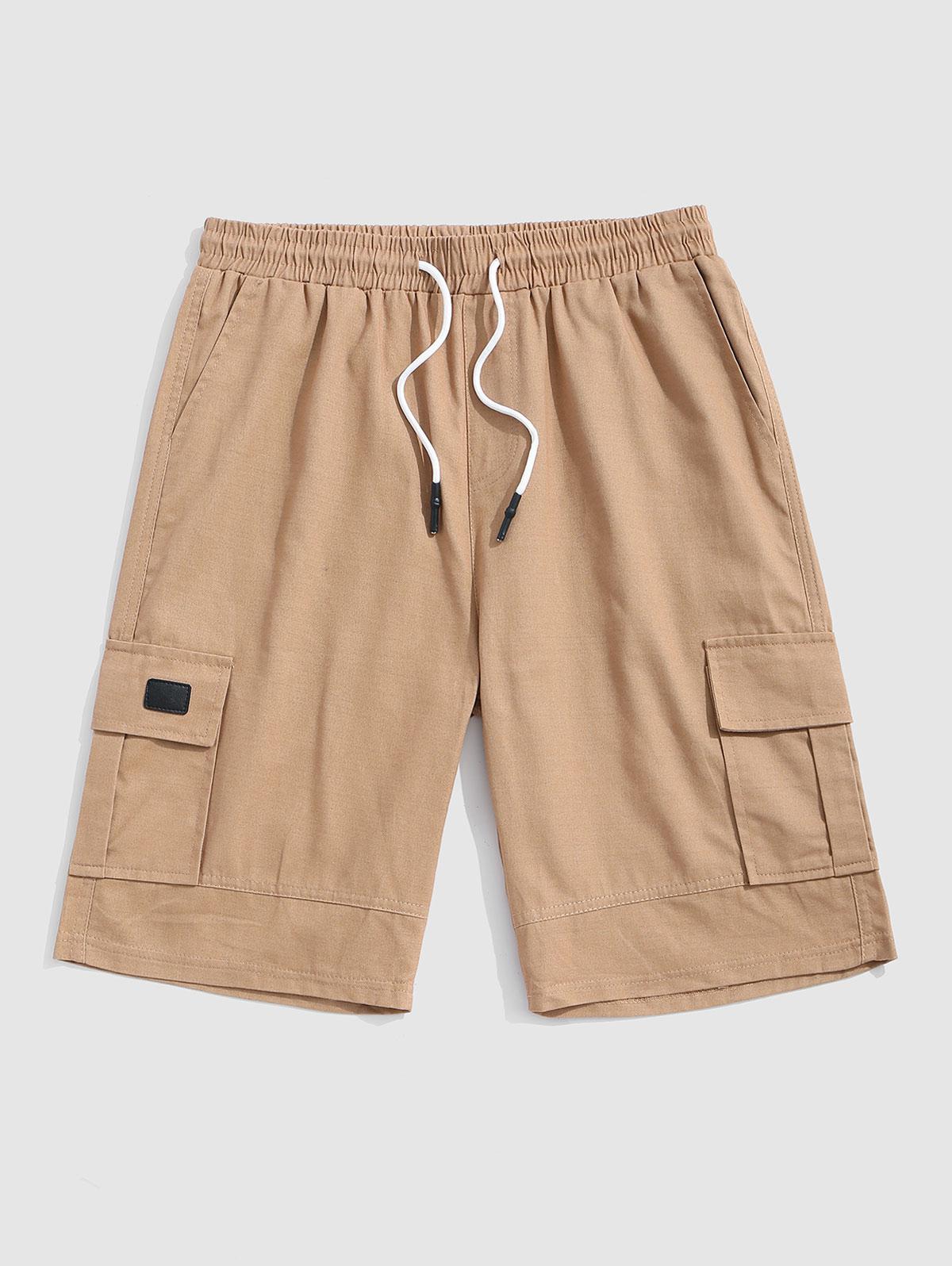 Drawstring Back Pocket Cargo Shorts S Coffee