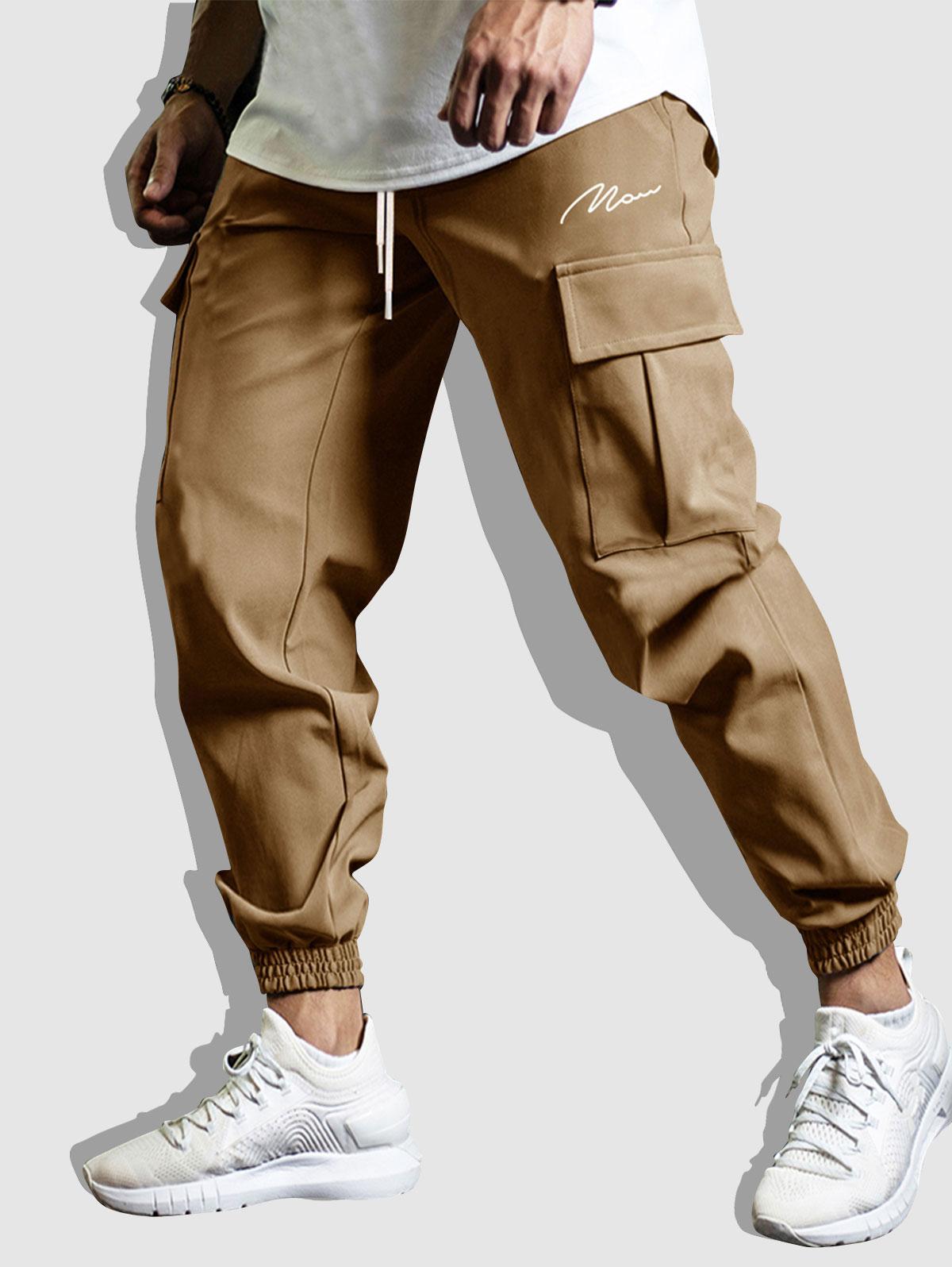 ZAFUL Men's Drawstring Jogger Cargo Pants Xxl Light coffee