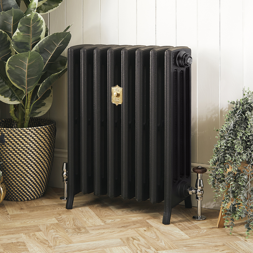 Radiador de Hierro Fundido de 4 Columnas - Altura de 660mm - Negro Efecto Pizarra - Disponible en Distintas Medidas - Isabel