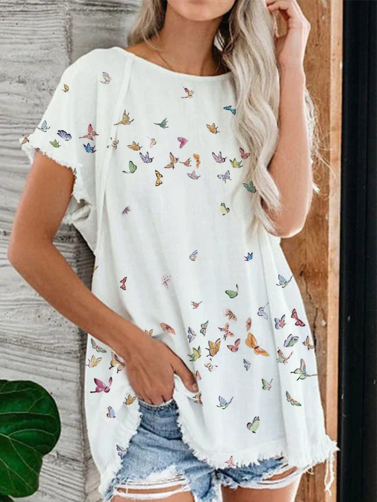 Printed Short Sleeve T-Shirts - Noracora