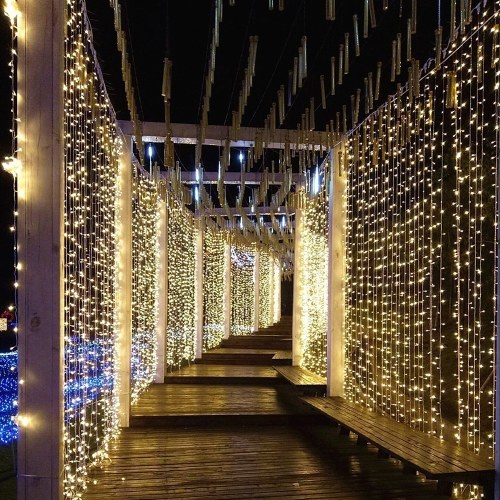 300 unids 3 * 3 metros Flexible LED Cortina Icicle String Lights Control Remoto