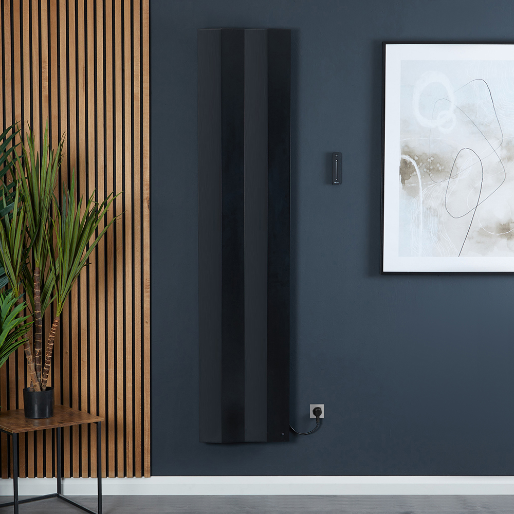 Radiador de Diseño Eléctrico Vertical en Aluminio Negro - 1800mm x 400mm - Notus V