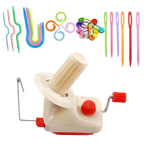 Enrouleur de fil de canette Combo Trombone Aiguilles en plastique Anneau de comptage Support d'enrouleur de laine à commande manuelle