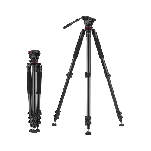 Andoer 5.6ft Professional Videocámara video para trabajo pesado con fluido Dray Head Quick Release Plate 15kg Carga útil con bolsa de transporte