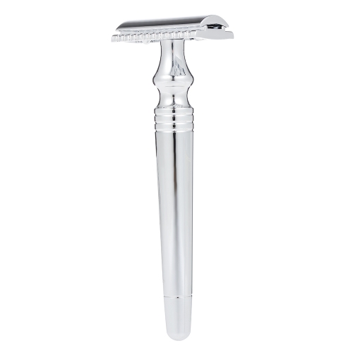 Double Edge Safety Razor Stainless Steel Manual Shaving Razor Long Handle Traditional Razor