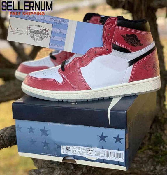 Release Authentic Trophy Room x 1 High OG Chicago Blue Shoeslace Men Women Outdoor Shoes Sports Sneakers Without box