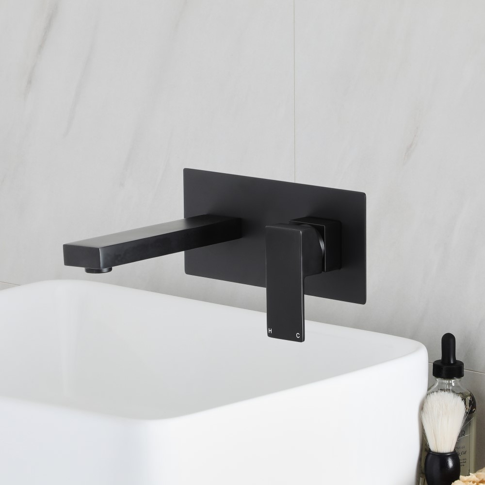 Grifo Mezclador de Lavabo Mural - Negro - Preto