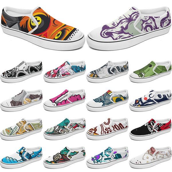Custom Shoes Slip-on Canvas Shoe Customized Sneakers Men Women Blue Red Yellow Classic Custom Comfortable Low Platform Sneaker color97