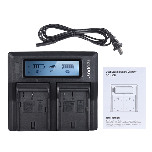 Andoer DMW-BLF19E Dual Channel Cámara LCD Cargador de batería para Panasonic Lumix DC-GH5 DMC-GH3 DMC-GH3K DMC-GH4 DMC-GH4K