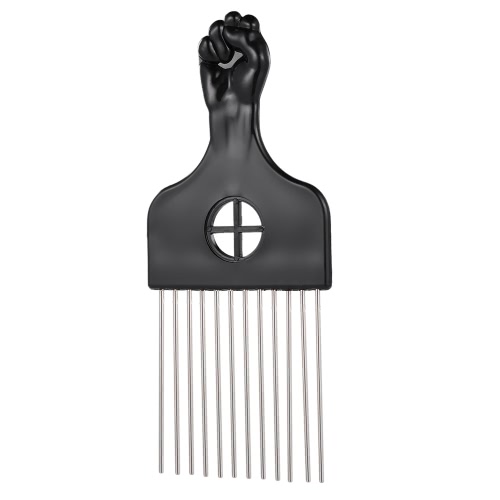 Metal Afro Peine Africano Americano Selección Peine Cepillo De Pelo Peluquería Styling Herramienta Negro Puño