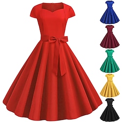 Audrey Hepburn Retro Vintage 1950s Vacation Dress Flapper Dress Swing Dress Women's Costume Vintage Cosplay Casual Daily Dress Masquerade Lightinthebox