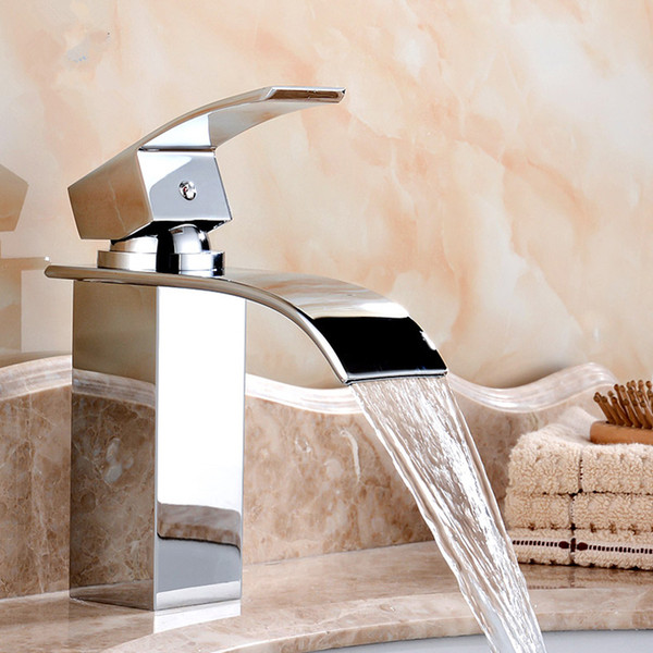 Deck Mount Waterfall Bathroom Faucet Vanity Vessel Sinks Mixer Tap Cold And Hot Water Tap