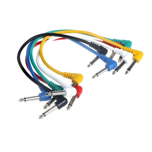 Conjunto de 6pcs Patch Cables Coloridos de guitarra en ángulo para pedales de efectos de guitarra