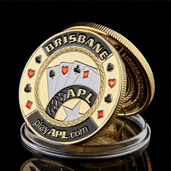 Arts and Crafts US Texas Hold'em Flop Turn River Big Small Blind Poker Chip Guard Card Gold Plated Souvenir Goin