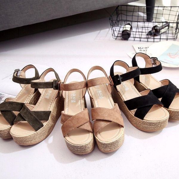 Sandals Buckle Ladies Velvet Fish Mouth Fashion High Heels Platform Open Toe Women 2021 Summer