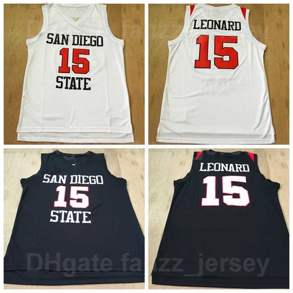 NCAA San Diego State College 15 Kawhi Leonard Jerseys Men Basketball Black White Team Color Breathable All Stitched Shirt For Sport Fans Excellent Quality On Sale