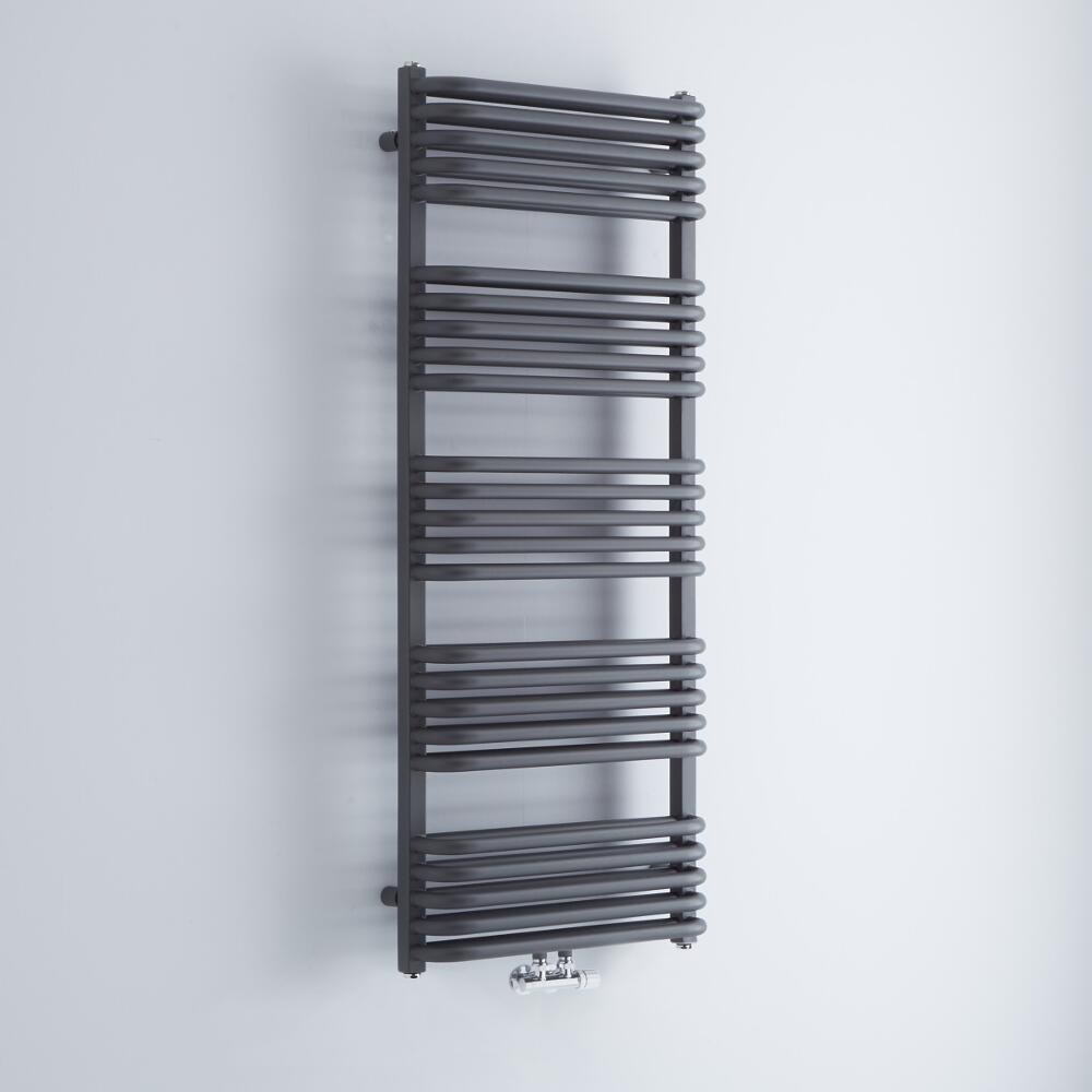 Radiador Toallero con Conexión Central - Curvo - Antracita - 1269mm x 500mm - 1191 Vatios - Arch