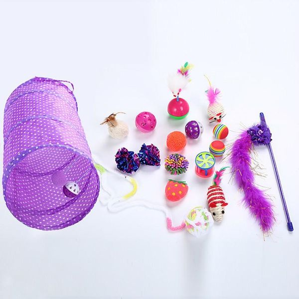 Cat Toys Funny Pet Tunnel 2 Holes Play Tubes Balls Toy Sets Crinkle Kitten Dog Puppy Ferrets
