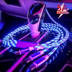 3 in 1 Luminous Multi Charging Cable for iPhone 14 13 12 Pro Max USB A to Lightning / micro / USB C Fast Charging Flowing Light Durable Date Cable For Samsung Xiaomi Huawei Phone Accessory Lightinthebox
