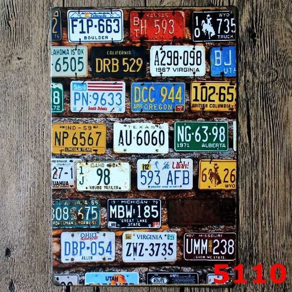 All kinds of Car Plates Vintage metal sign printing Bar pub home Cafe Restaurant Wall Decor Retro Metal Poster