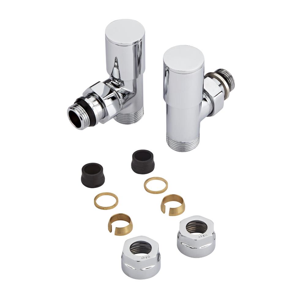 Par de Llaves Termostáticas para Radiador y Radiador Toallero Completas con Adaptadores para Tubos de Cobre de 16mm