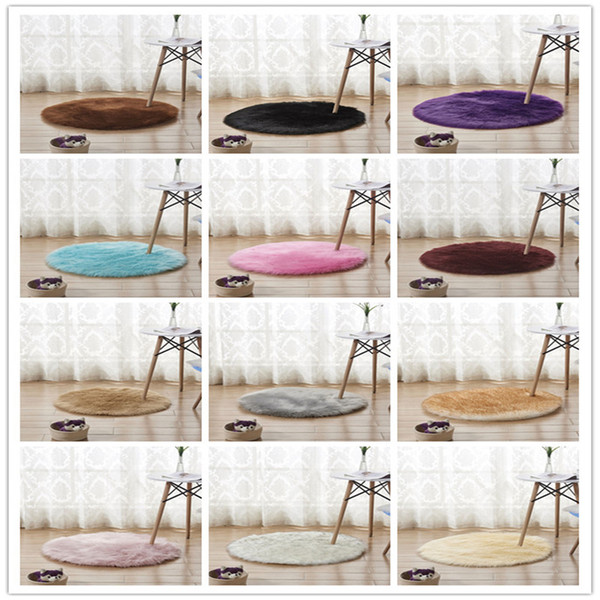 Soft Round carpet Artificial Sheepskin Rug Chair Cover Bedroom Mat Wool Warm Hairy Carpet Seat Textil Fur Area Rugs wedding Home Decor