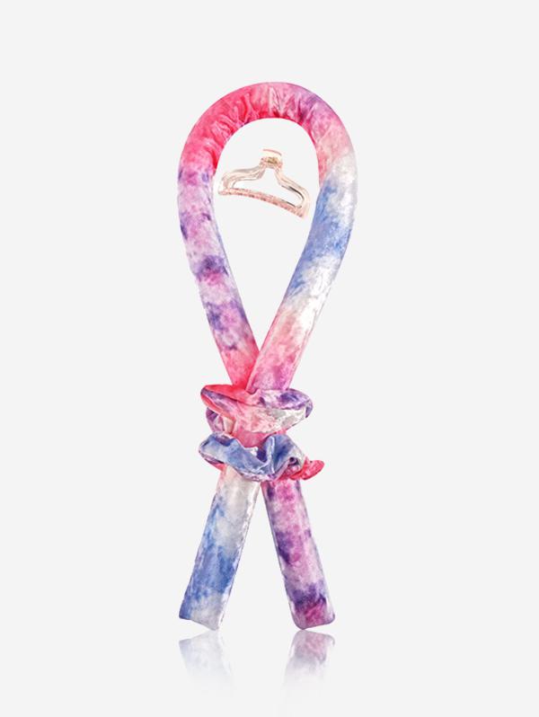 Tie Dye Ribbon Heatless Curling Rod Headband with Scrunchies Hair Clip
