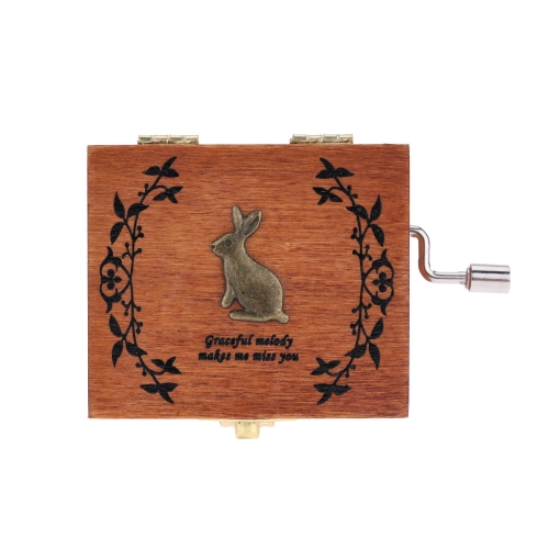 Retro Wooden Musical Box Hand Crank Music Box Exquisite Workmanship 4 Patterns for Option